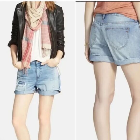 Madewell Denim Boy Shorts Rip And Repair Edition Womens Size 26 - Picture 1 of 13